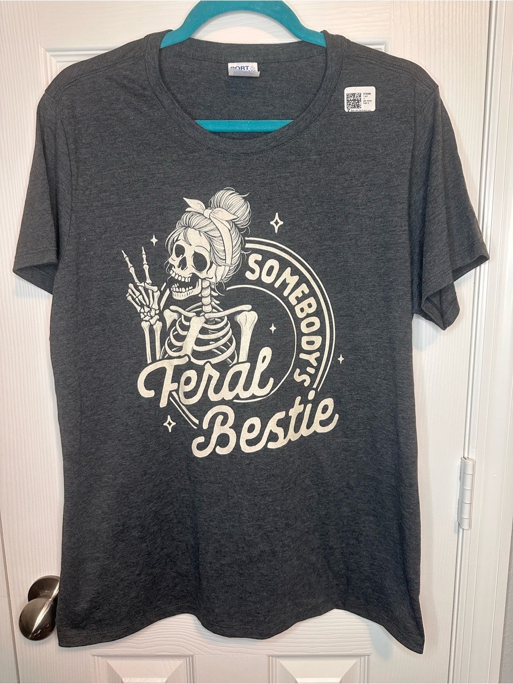 Unbranded Women’s Charcoal Gray 'Feral Bestie' Short Sleeve Tee